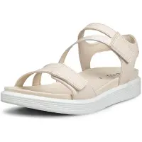 Ecco Sandale "SOFT SANDAL W 3-STRAP", Damen, Gr. 39, beige (hellgrau), Glattleder, unifarben, Basic, Schuhe Sandale, Riemchensandale, Sommerschuh, Klettschuh mit Fußbett