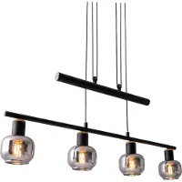 Näve Pendelleuchte "Fumoso", schwarz (schwarz, natur), 4, Ø 10cm H: 100cm, 1 Stk., Leuchten, 4er Pendelbalkenleuchte,excl.4x E14 max. 40 W,Glas: dunkel getönt, Pendelleuchte