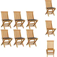 vidaXL Gartenstühle mit Anthrazit Kissen 6 Stk. Massivholz Teak - Gartenstühle