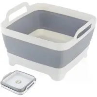 OEM Rechte Opvougbare Spülbecken - 12 Liter - Spülbecken - Ideal für Camping - Küchenaccessoires - Rechteckig - Mit Abfluss - Grau