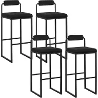 Woltu Barhocker 4er Set mit Fußstütze, Hochstuhl, Samthocker, aus Metall, Schwarz