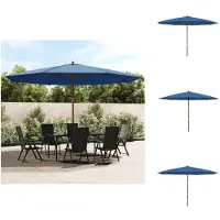 vidaXL Sonnenschirm mit Holzmast Azurblau 400x273 cm - Sonnenschirme & Sonnenschutze