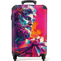 NoBoringSuitcases.com Hartschalen Handgepäck Koffer 55x35x20 cm, 36L, Verschiedene Drucke für Männer: Bunte griechische Statue, Reisekoffer mit 4 Rollen