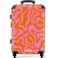 NoBoringSuitcases.com Großer Koffer - Orange mit rosa abstraktem Muster - Kombinationsschloss TSA - Hartschalen Trolley 4 Rollen - 72 liter - Reisekoffer - 66 cmKoffer Mittelgroß 67x43x25 cm, 72L,