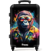 NoBoringSuitcases.com Großer Koffer - Gorilla mit Hawaii-Bluse - Kombinationsschloss TSA - Hartschalen Trolley 4 Rollen - 72 liter - Reisekoffer - 66 cmKoffer Mittelgroß 67x43x25 cm, 72L,