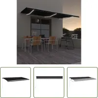 The Living Store Markise Manuell Einziehbar mit LED 600x300 cm Anthrazit
