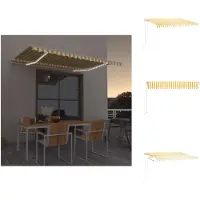 vidaXL Markise Manuell Einziehbar mit LED 400x350 cm Gelb & Weiß - Markisen