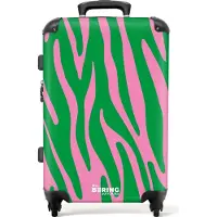 NoBoringSuitcases.com Großer Koffer - Grüner und rosa Zebramuster - Kombinationsschloss TSA - Hartschalen Trolley 4 Rollen - 72 liter - Reisekoffer - 66 cmKoffer Mittelgroß 67x43x25 cm, 72L,