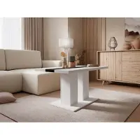 Mirjan 24 Couchtisch Joshua, Stilvoll Kollektion, Wohnzimmer Kaffeetisch, Sofatisch (Farbe: Weiß / Weiß + Schwarz)