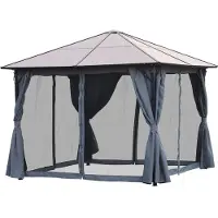 Northio Pavillon 3 X 3M Gartenpavillon Partyzelt Mit Seitenteilen Pc Dach Alu Dunkelgrau