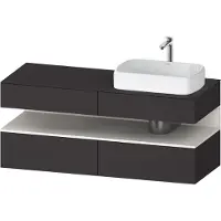 Duravit Qatego Konsolenwaschtischunterbau, 2 Auszüge, 2 Schubkästen, Ausschnitt rechts, 1400x550x6