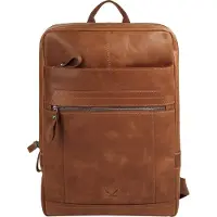 Sansibar Laptoprucksack , Gr. B/H/T: 29cm x 37cm x 7cm, onesize, braun (cognac), Leder, Rindsleder, leicht glänzend, unifarben, Rucksäcke Laptoprucksack, echt Leder
