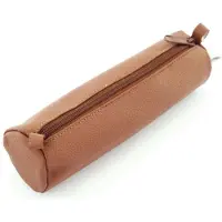 JSA ALASSIO Schlamperrolle aus Leder braun Stiftetui 21x6cm rund mit
