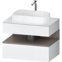 Duravit Qatego Konsolenwaschtischunterbau, 1 Auszug, 1 Schubkasten, Ausschnitt mittig, 800x550x600mm, Nische Basalt Matt, QA4730043180000