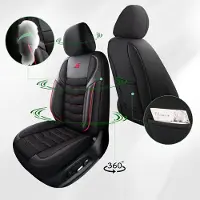 Auto Interieur Meester Autositzebezüge für Dacia Sandero 3 | Komplettes Set | AID Serie | Schwarz mit roten Nähten