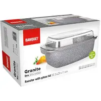 Banquet Bankett-Backform mit Antihaftbeschichtung Granit 32,5 x 21 x 11 cm, 5,7 l, mit Glasdeckel