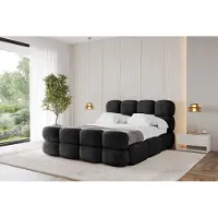 ALTDECOR Polsterbett mit Bettkasten - NOMA-Z - 120x200 - Schwarz - Bett mit Matratze H3/H4, Kopfteil und Fußteil, Boxbett, Doppelbett mit Stauraum