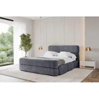 ALTDECOR Polsterbett mit Bettkasten - ELVA-Z - 160x200 - Dunkelgrau - Bett mit Kopfteil und Fußteil, Boxbett ohne Matratze, Doppelbett mit Stauraum