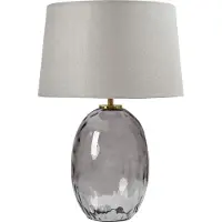 Beliani Tischlampe Transparentes und graues Rauchglas Sockel Stoff Trommelschirm Modernes Design