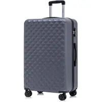 YONSLY Koffer Trolley Reisekoffer Suitcase, Rollkoffer Handgepäck ,mit 4 Rollen360°, Hartschalenreisekoffer, Zahlenschloss, Weicher Gummigriff (XL,Grau)