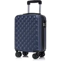 YONSLY Koffer Trolley Reisekoffer Suitcase, Rollkoffer Handgepäck ,mit 4 Rollen360°, Hartschalenreisekoffer, Zahlenschloss, Weicher Gummigriff (S,Dunkelblau)