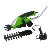 GEKO Sonstige John Gardener Elektrische Strauchschere/Grasschere - Heckenschere - Lithium-Akku - MIT 2 Klingen, Ladegerät und Stock - 6cm Schnittbreite- 7,2V
