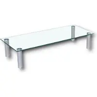 HOOZ TV-Board TV-Rack Glas mit 17 cm Aluminiumfüßen perfekt geeignet als Fernsehtisch oder Bildschirmständer, Klarglas -100 x 35 cm