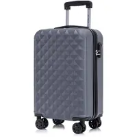 YONSLY Koffer Trolley Reisekoffer Suitcase, Rollkoffer Handgepäck ,mit 4 Rollen360°, Hartschalenreisekoffer, Zahlenschloss, Weicher Gummigriff (M,Grau)