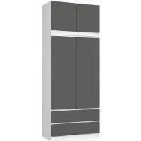 Akord Furniture Factory SP0PSYSBIASZANADK, Weiß, Garderobe, 6 Regale, 2 Tür(en), Matt, Drehtür