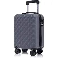 YONSLY Koffer Trolley Reisekoffer Suitcase, Rollkoffer Handgepäck ,mit 4 Rollen360°, Hartschalenreisekoffer, Zahlenschloss, Weicher Gummigriff (S,Grau)