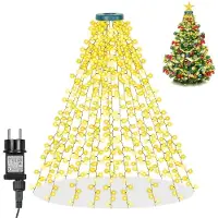 Rosikey Christbaumbeleuchtung mit Ring, 480LED Weihnachtsbaum Lichterkette 3m x16 Girlande, Wasserfall Überwurf Lichter für Innen Weihnachten Tannenbaum