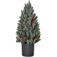 Northio Künstlicher Weihnachtsbaum Tisch-Christbaum 170 Äste Schneebedecktes Design Mit Kunststoffsockel Beeren Tannenzapfen Pe Pvc Ø27 X 47 Cm