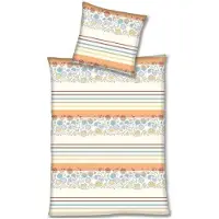 Etérea Himmlische Qualität Magita Microfaser Bettwäsche Orange Weiß Blumen Reißverschluss Bettbezug Kissenbezug Bettgarnitur Bettwäsche-Set Bettzeug 155x220 cm