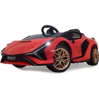 Daliya Kinder Elektroauto Sián 12 Volt, 2 x 30 Watt Motor, MP3, Bluetooth, Kinderauto, Kinderfahrzeug, Kinder Auto, Flügeltüren, Vollgummireifen, Lizenzspielzeug von (rot)