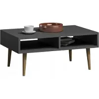 Per la vita Couchtisch mit Ablage Isla , Beistelltisch Holztisch für Wohnzimmer, Sofatisch klein Holz, Wohnzimmertisch Antracyt