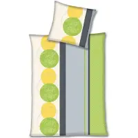 Etérea Himmlische Qualität Magita Microfaser Bettwäsche Weiß Grün Streifen Kreise Reißverschluss Bettbezug Kissenbezug Bettgarnitur Bettwäsche-Set Bettzeug 155x220 cm