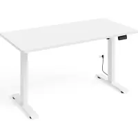 Homlando Höhenverstellbarer Schreibtisch Elektrisch BIMOTION 1S 140x70x3,2 cm WEIßER RAHMEN/WEIß MATT