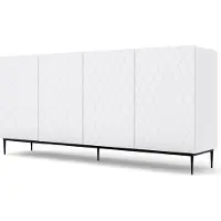 Homlando Kommode DIUNA 4D 193 cm mit dekoriert Front 4 Türen Sideboard Highboard Schrank mit Rahmen, Weiß Matt