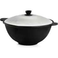 4BIG.fun Gusseisen Kasan 3,5L eben NAMANGAN Deckel Topf Kazan WOK Kessel BBQ Asia