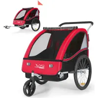 Tiggo VS 2 Kinderanhänger Fahrradanhänger 360° Drehbar 2in1 Joggerfunktion Kinderfahrradanhänger + 5-Punkt Sicherheitsgurt Jogger