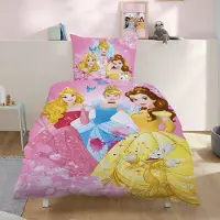 Tex idea Disney Prinzessinnen Bettwäsche Set für Mädchen in Fleece Qualität - Decken- und Kissenbezug 135x200 80x80 cm mit Reißverschluss - Rosa,