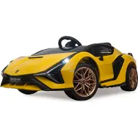 Daliya Kinder Elektroauto Sián 12 Volt, 2 x 30 Watt Motor, MP3, Bluetooth, Kinderauto, Kinderfahrzeug, Kinder Auto, Flügeltüren, Vollgummireifen, Lizenzspielzeug von (gelb)