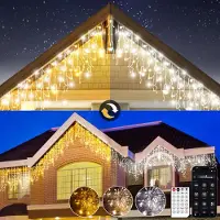 CIRCLIO 5m LED Lichtervorhang Lichterkette，200LEDs Warmweiß Eisregen Lichtervorhang Außen Innen mit Fernbedienung und App，17 Modi, 4 Helligkeiten Weihnachten