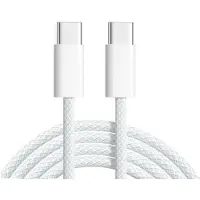 Ventarent Schnellladekabel USB-C auf USB- C, Weiß, 1 Meter - Gewebt- passend für Samsung S25, 24, 23, 22 , 21 Edge Ultra +, iPhone 17 ,16, 15 Pro, Plus, Pro Max