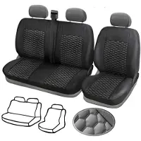 PRO-GROUP 1+2 Sitzbezüge aus für Fiat Ducato Bus 2006-2019 Schwarz Nou