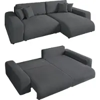 Luma-home Ecksofa Schlaffunktion ausziehbar Bettkasten Polsterecke L-Couch in Cord Grau / 21006