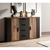 Hm Helvetia Kommode Sideboard Sigma 132cm Flagstaf Eiche dunkel - kupferrote App. / schwarz