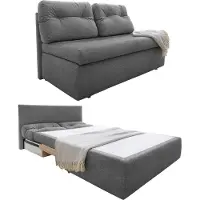 Luma-home Schlafsofa 136 cm praktische Couch mit Funktion Bettkasten Gästebett in Grau / 15119