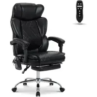 COLAMY Bürostuhl, ergonomischer Massagestuhl mit 6 Massagepunkten und 3-stufiger Lendenheizung, verstellbare Neigung 94–125°, Farbe Schwarz