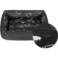 SuperKissen24. Hundebett Hundekorb Hundesofa Tierbett für Kleine, Mittlere und Grosse Hunde - Waschbar - Größe M - Schwarz und Grau - Schaf